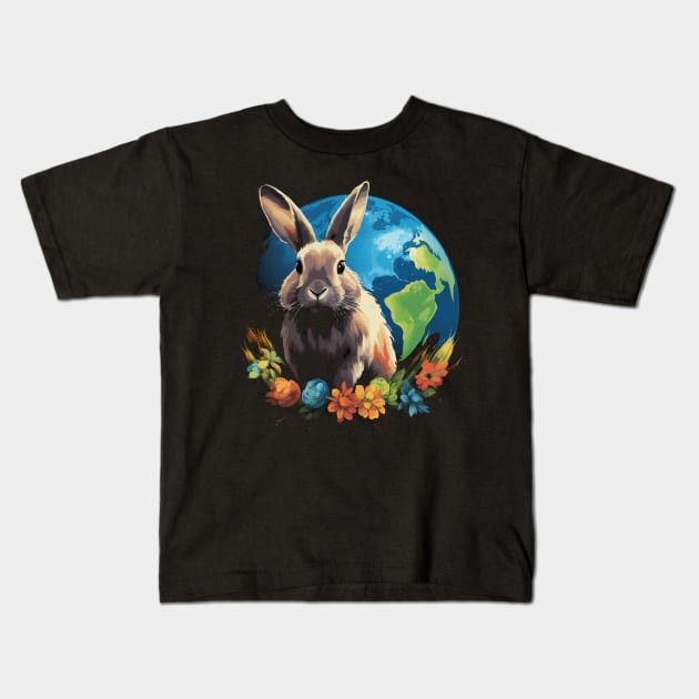 Rabbit Earth Day Kids T-Shirt by JH Mart
